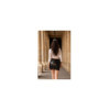 Jupe courte simili cuir noir Paula 